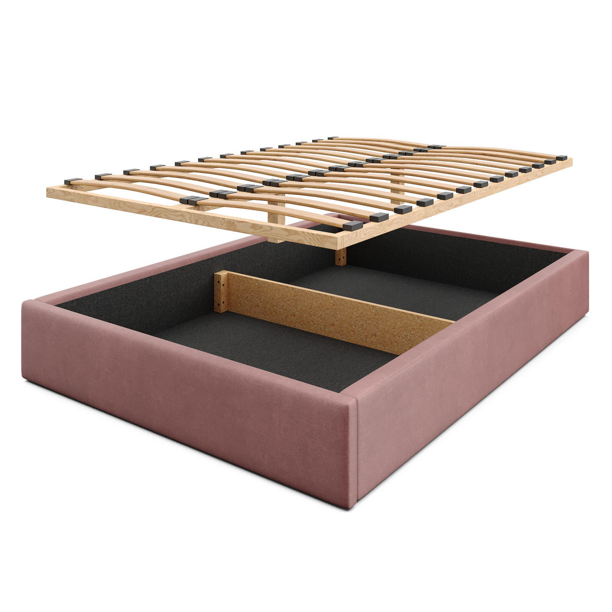 POLSTERBETT 140x200cm Bett mit Stauraum Lattenrost Altrosa - Altrosa, Holz/Holzwerkstoff (140/200cm) - Muralo