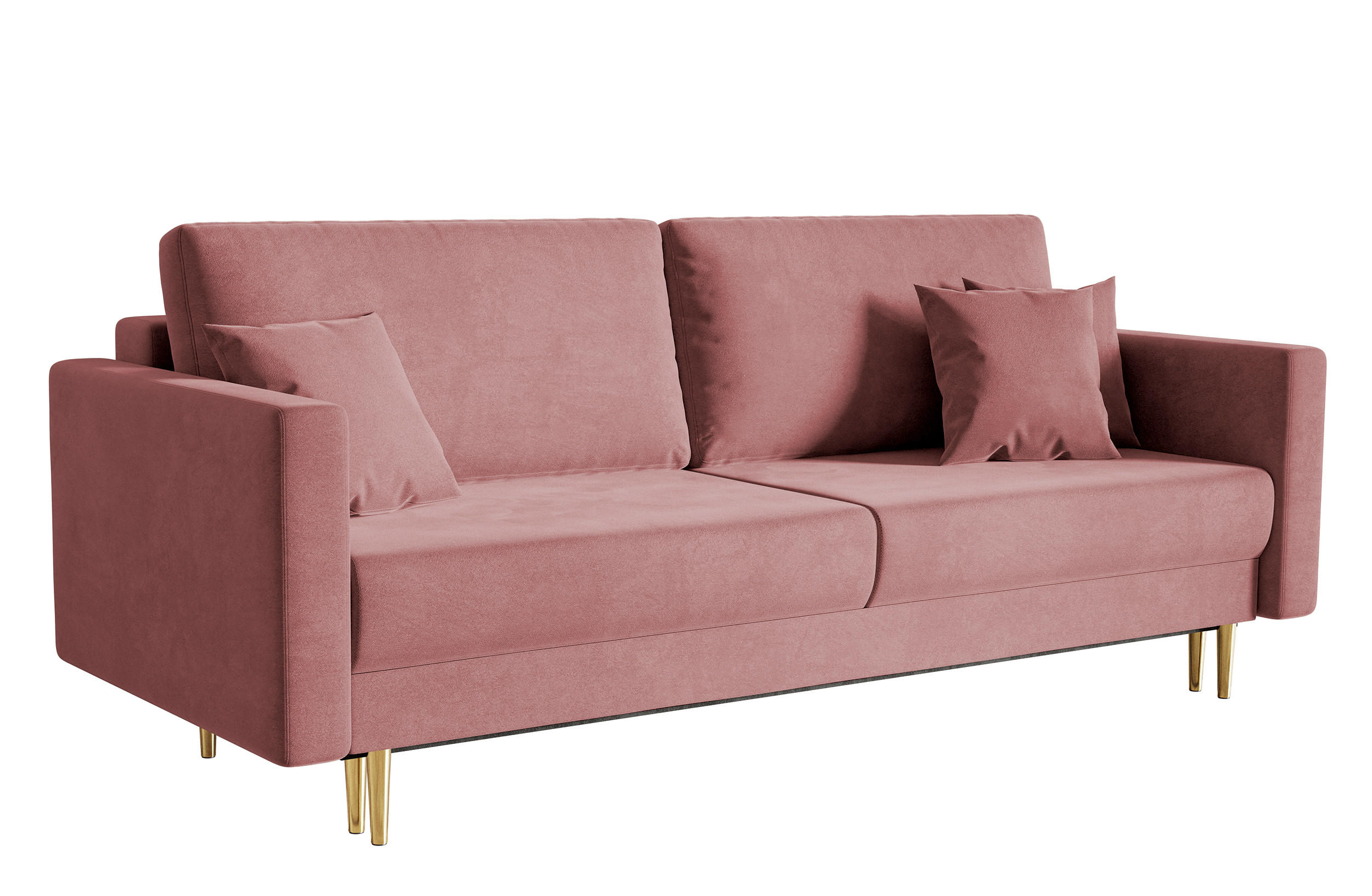 SCHLAFSOFA Valico Rosa hydrophober Samt - Pink/Goldfarben, Textil/Metall (230/90/97cm) - Selsey