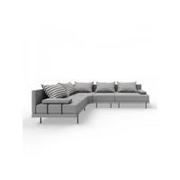 GARTENSOFA BAHAMA M - Links - Wetterfeste Balkonmöbel & Terrassenmöbel Außen - Moderne Lounge Möbel für Garten - Balkon & Terrasse - Grau gestreift - Grau, Kunststoff (298/75/222cm) - Trada