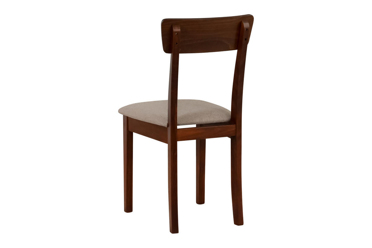 STUHL Hugo 1 (6er Set) - Graubraun/Nussbaumfarben, Holz (43/86/40cm) - Leaf Design
