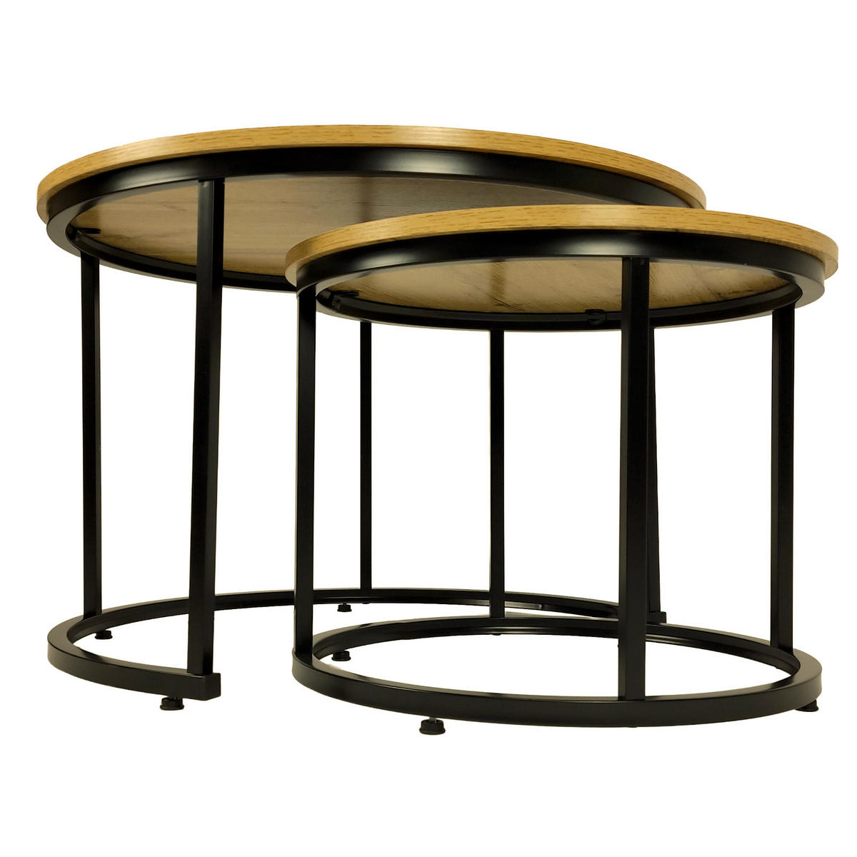 COUCHTISCH Holzoptik Metall Eichefarben Schwarz 2er Set 47x53x53 cm - Eichefarben/Schwarz, Holzwerkstoff/Metall (53/53/47cm) - Begryf