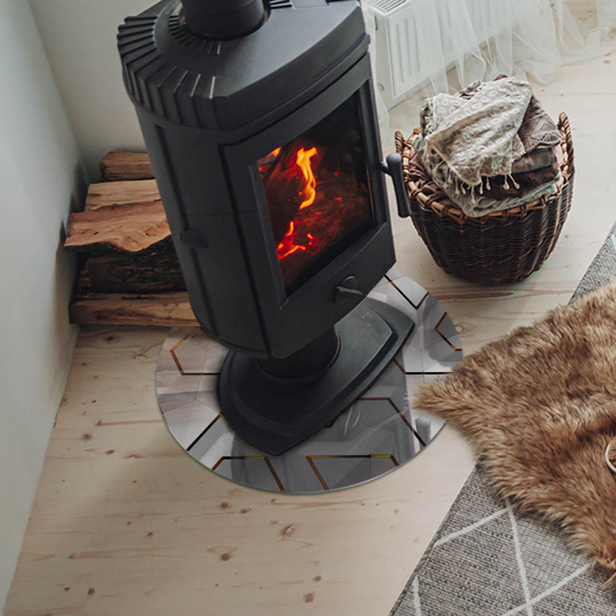 GLASPLATTE für Kamin Ø 50 cm - Weiß, Glas (50/50/0.4cm) - TULUP