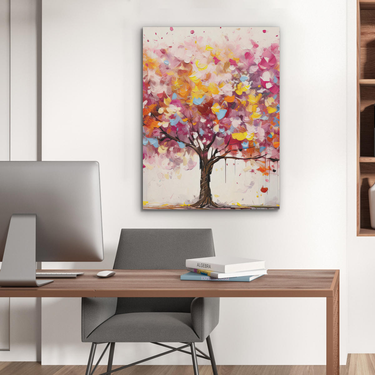 AKUSTIKPANEEL Aquarell - Baum - Kunst - Abstrakt 60x80 cm - Multicolor, Textil (60/0.9/80cm) - MuchoWow