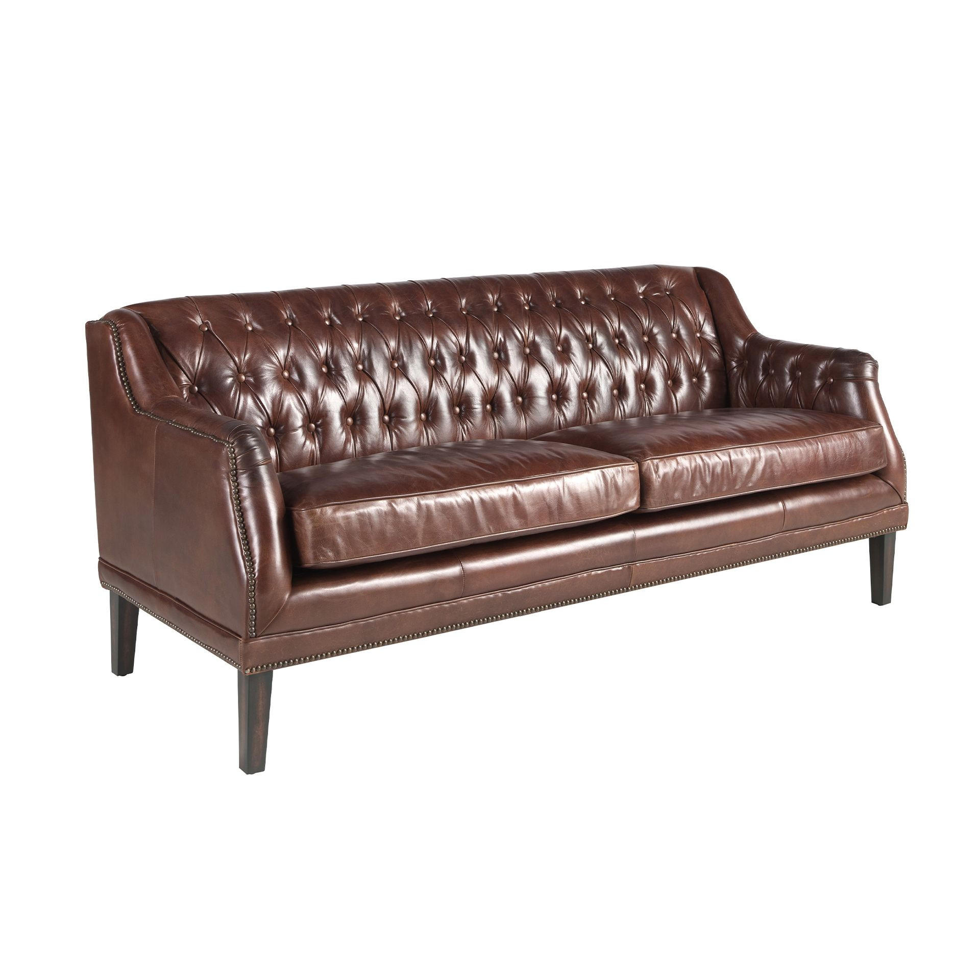 CHESTERFIELD-SOFA 3-Sitzer Chester-Sofa aus cognacbraunem Leder 185/81/80 cm - Cognac/Nussbaumfarben, Leder/Holz (185/80/81cm) - ANGEL CERDA