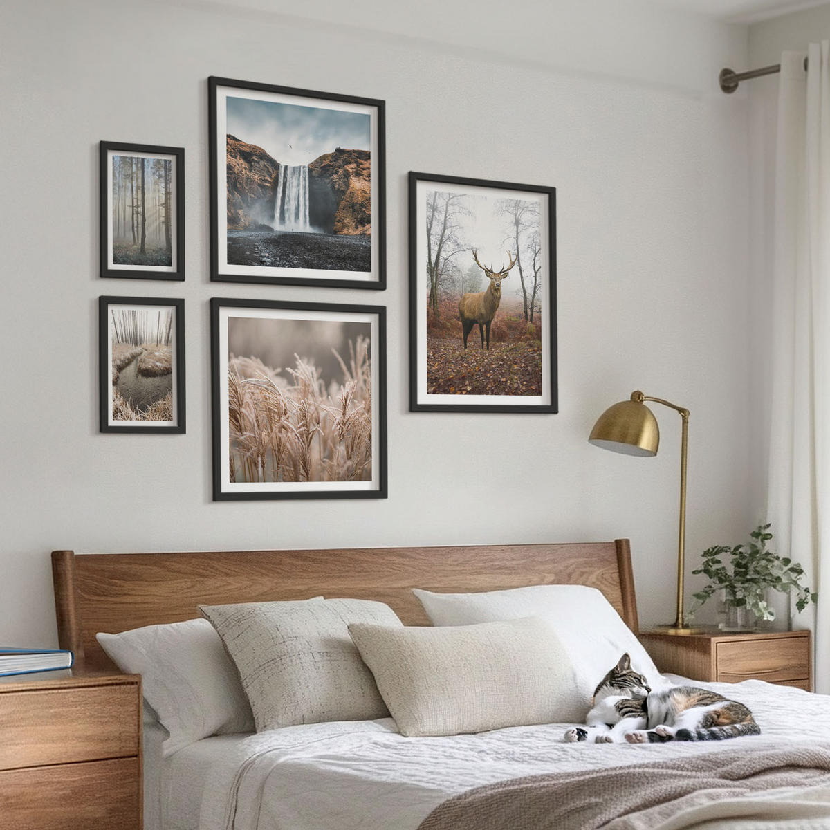 BILDER SET 5er Set - 50x50 cm & 20x30 cm & 40x60 cm Schwarzer Rahmen - Die charmanten Straßen der Hafenstädte - Schwarz, Kunststoff (40/60cm) - TULUP