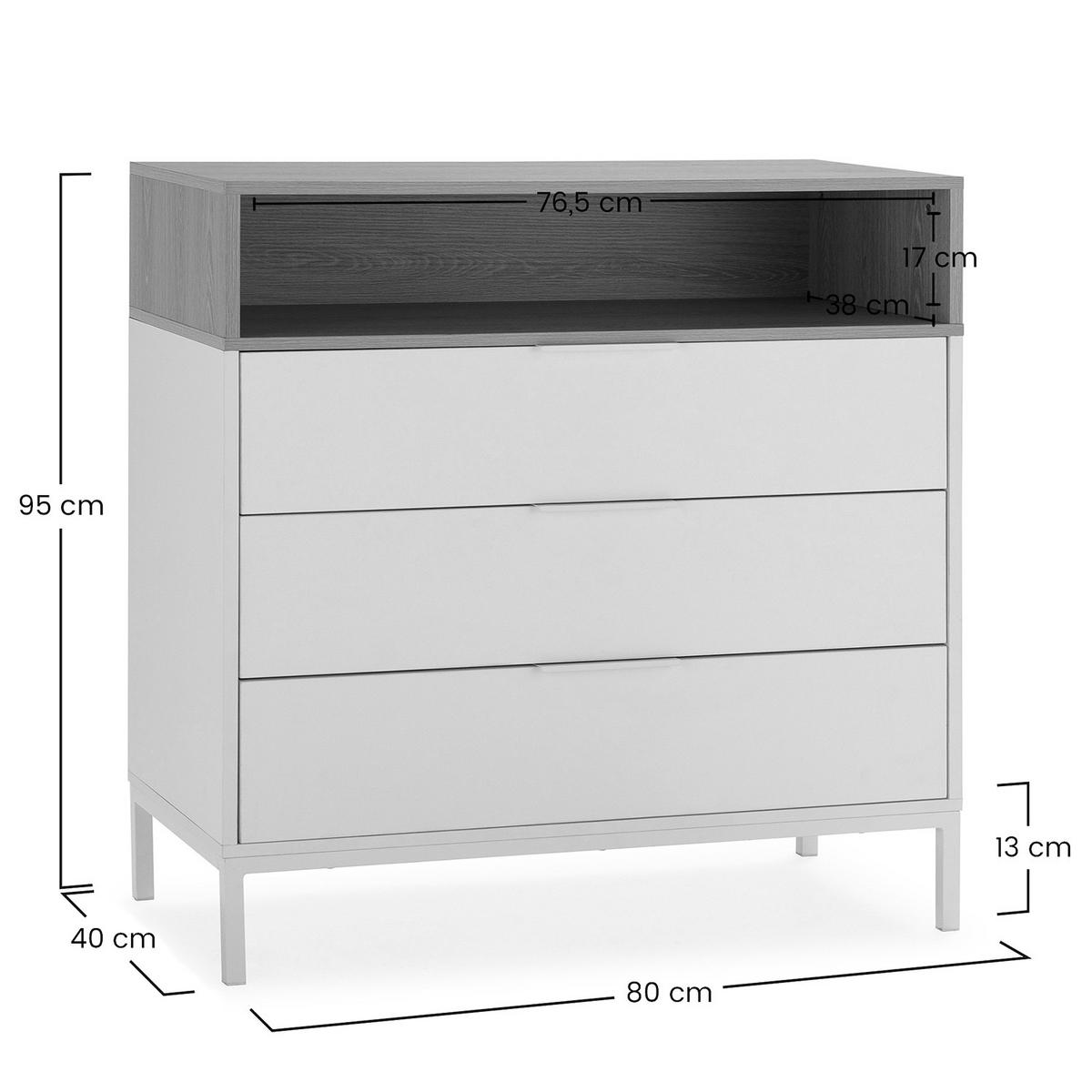 KOMMODE 80/95/40 Nieve Weiß - Weiß, Holzwerkstoff (80/95/40cm) - VS Venta-stock