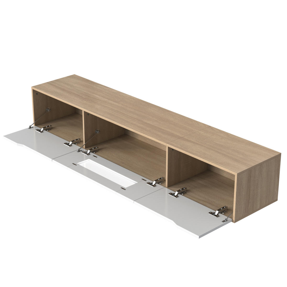 TV-LOWBOARD hängend in Holzoptik mit LED-Licht, Wandmontage Wohnzimmer - Weiß, Holz (180/35/30cm) - PARAFTA HOME