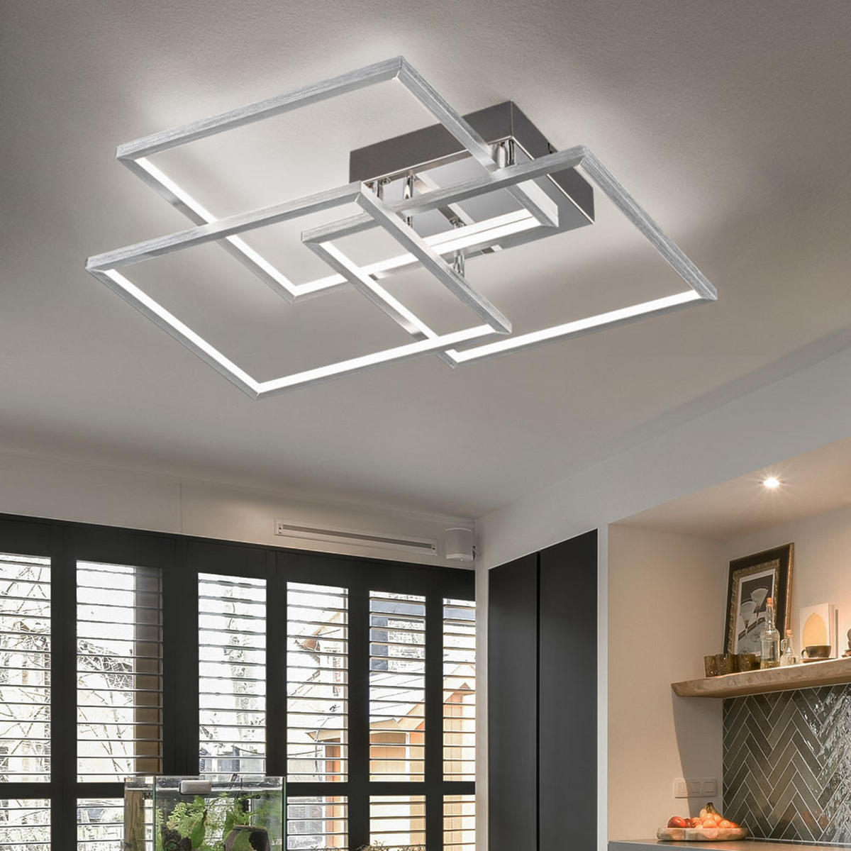 LED DECKENLEUCHTE MANAS Aluminium Silber - Silberfarben, Metall (48/48/8.5cm) - Wofi