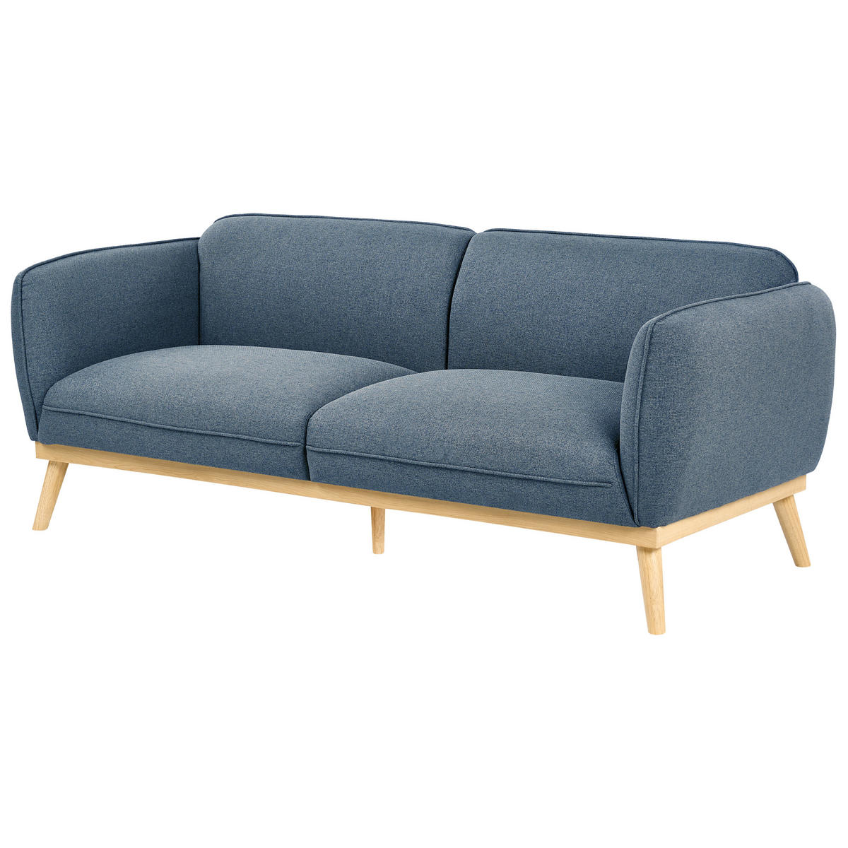 POHOVKA 3-místná Látka Modrá Ljung - světle hnědá, textil (210/82/82cm) - Beliani