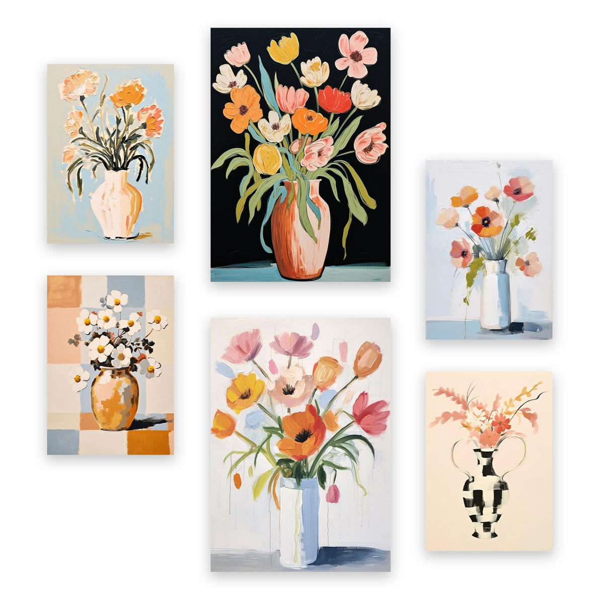 POSTER Set Mit 6 Blumenvasen A3 & A4 Rahmenlos - Klar, Papier (29/3cm) - Nacnic
