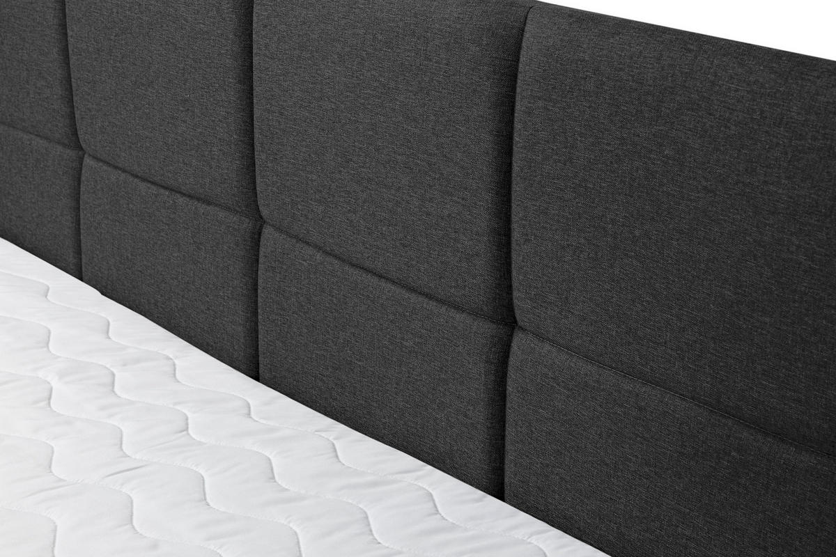 BOXBETT DORIS mit 2 Bettkästen, 180x200, Farbe: Schwarz, Velourstoff, mit Bonell-Matratze inkl. Topper - Schwarz, Holz/Kunststoff (180/200cm) - VENASI MÖBEL