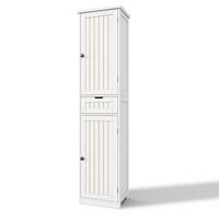 HIGHBOARD DE-38709 40/30/170 cm 2 Türen und 1 Schublade Weiß - Weiß, Holzwerkstoff (40/170/30cm) - ComfortXL