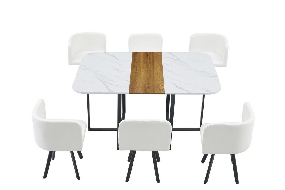 ESSTISCH-SET ausziehbar für 4-6 Personen Naturholz Weiß Schwarz - Multicolor, Metall (100/79/150cm) - Meubliv