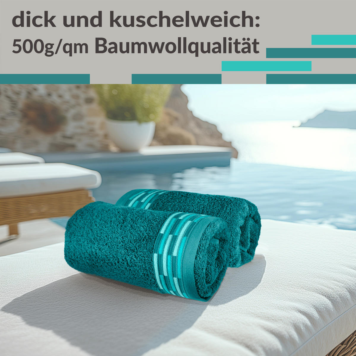 HANDTUCH Lugano Opal Grün 50x100 cm - Opal, Textil (50/100cm) - Lashuma