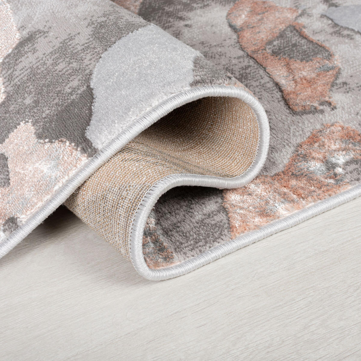 TEPPICH Marmor-Design, metallisch OUSE JOY, Rosa-Grau 60x230 cm - Rosa, Textil (60/230cm) - KADIMA DESIGN