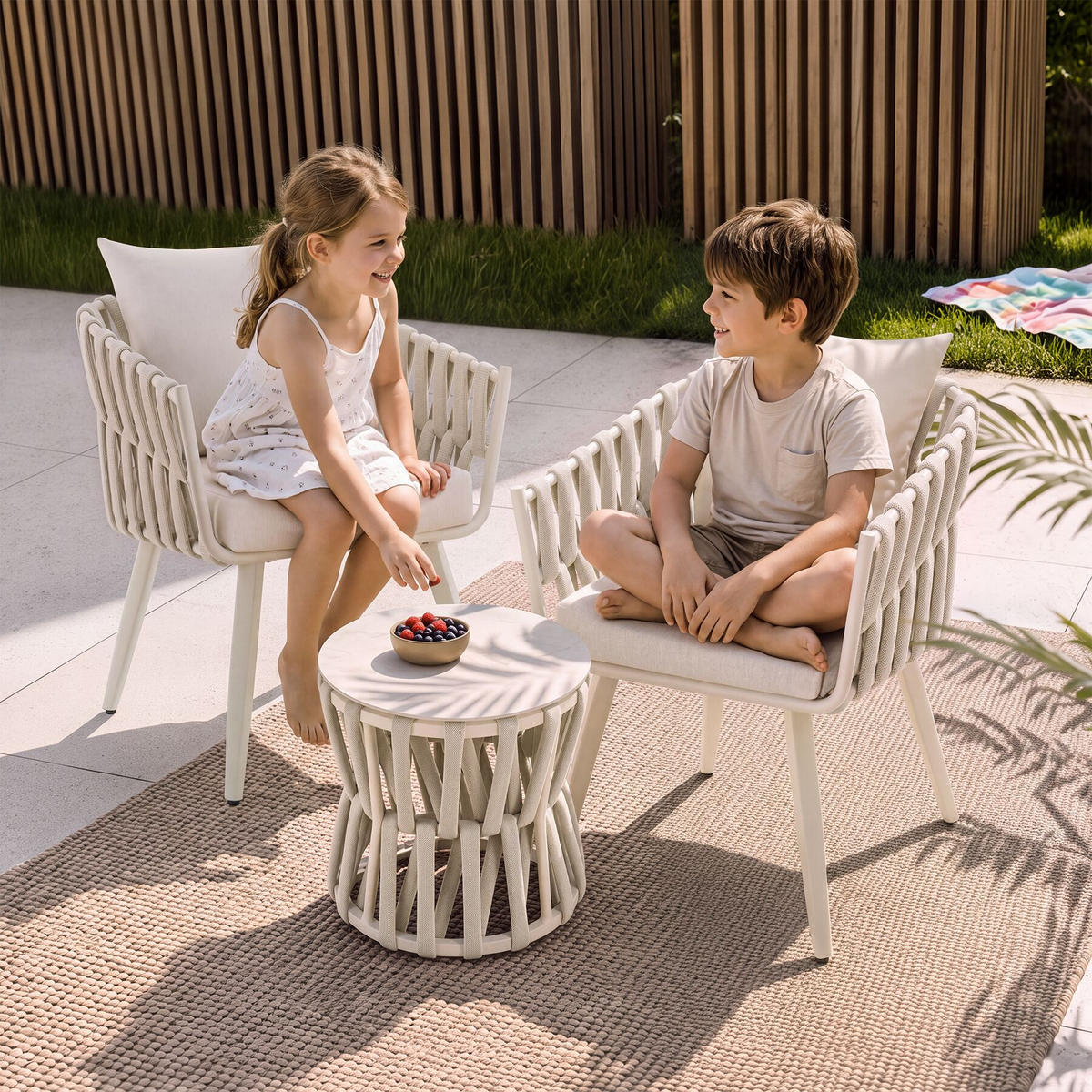 GARTENLOUNGE-SET ALUMINIUM Lugano, höhenverstellbare Kunststofffüße, Sicherheitsglasplatte, beige - Beige, Kunststoff - tectake