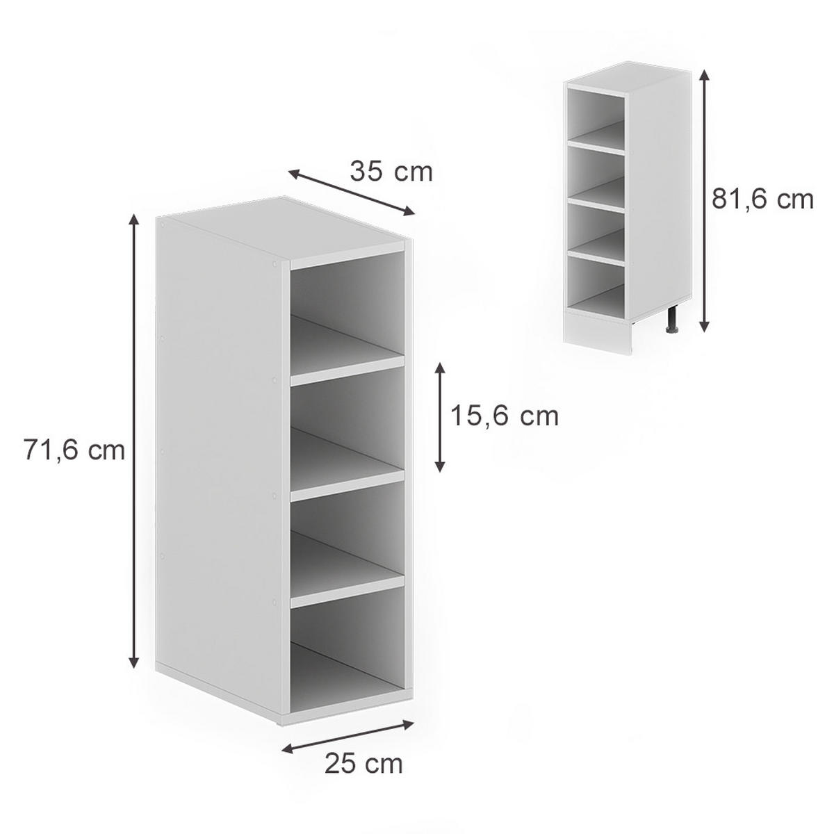SKLADIŠČNA POLICA Rula, Bela, 25 x 81.6 cm - bela, leseni material (25/350/35cm) - Vicco