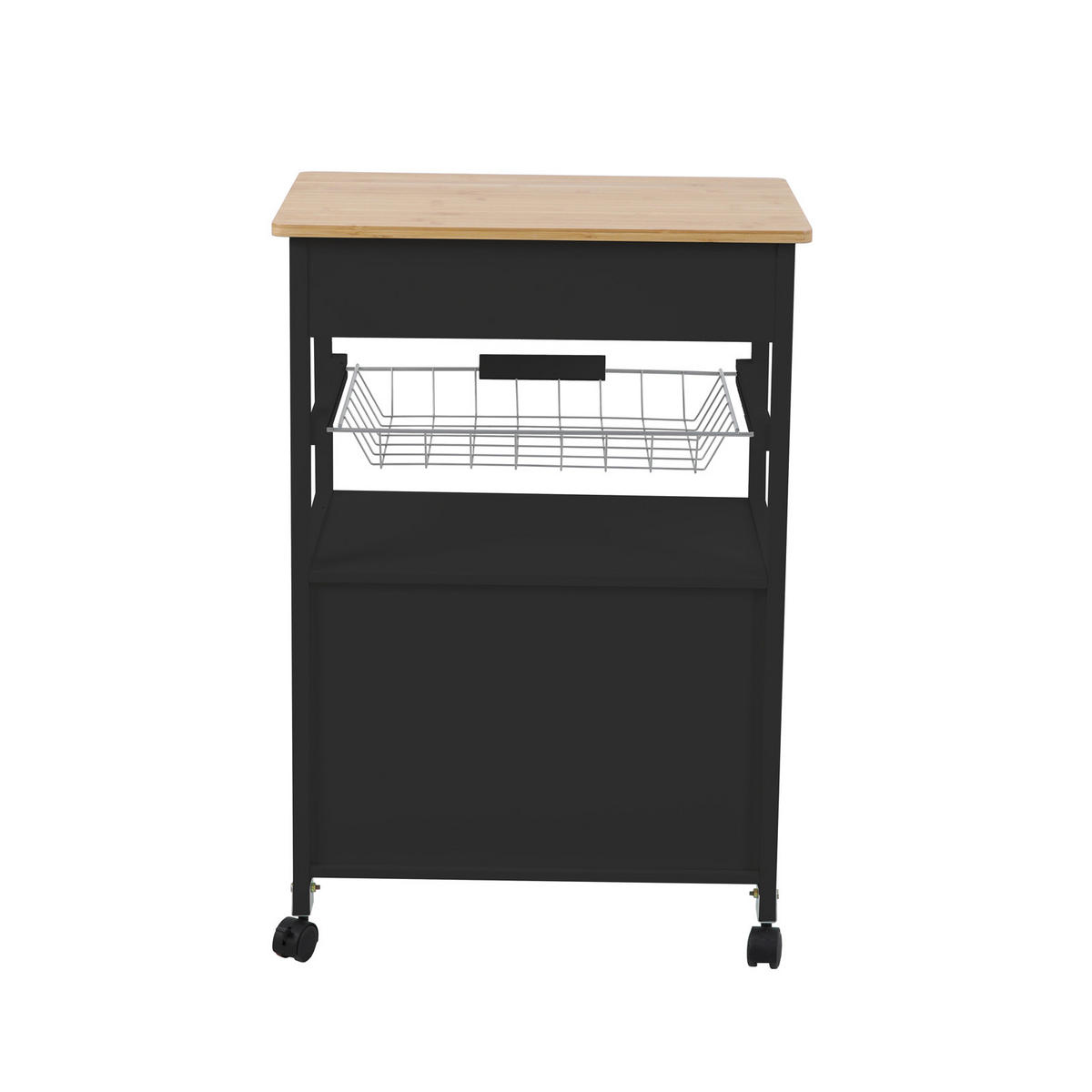KÜCHENWAGEN mit Korb Schwarz - Schwarz, Holz (58/84.5/37cm) - SVITA