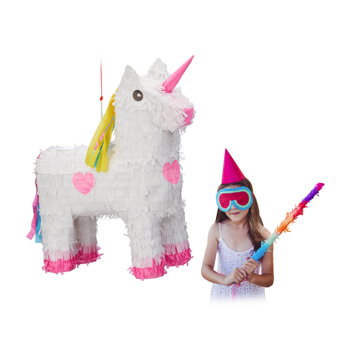 PINATA Einhorn - Weiß, Papier (43/47/13cm) - Relaxdays