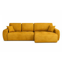 ECKSOFA Mit Schlaffunktion Und Bettkasten L-Form Ivo L, Veloursstoff Salvador, Gelb, Rechts - Gelb, Holz (250/142cm) - Kaiser Möbel