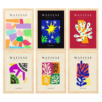 POSTER Set Mit 6 Illustrationen Von Henri Matisse Einladend A3 Rahmen Aus Hellem Holz - Beige, Papier (29/3cm) - Nacnic