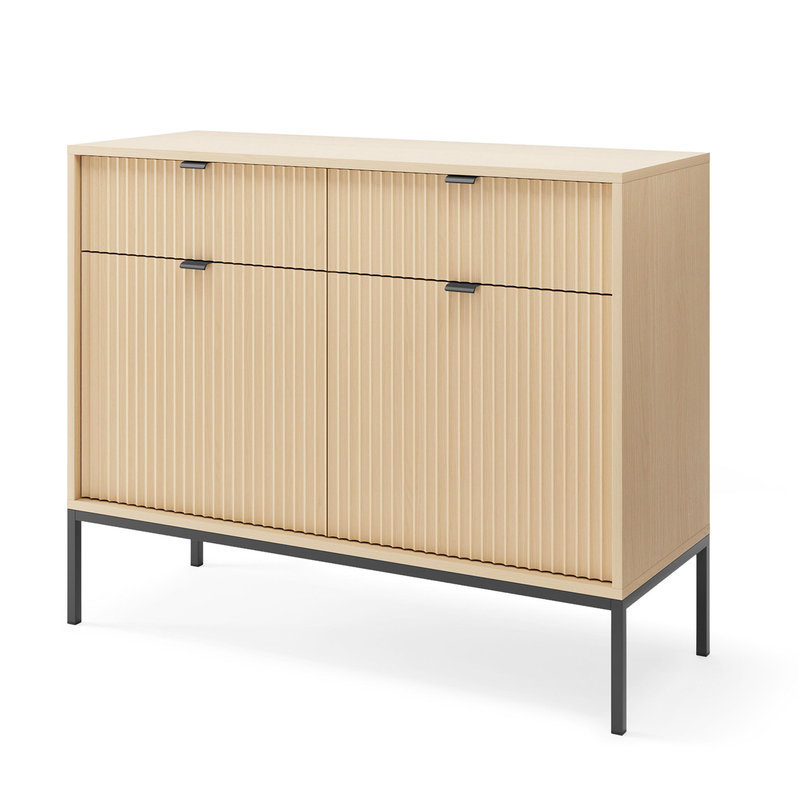 SIDEBOARD STELLARE 104x39x83 cm mit 2 Schubladen und 2 Türen Eichefarben - Braun, Holzwerkstoff (104/83/39cm) - MASSENO