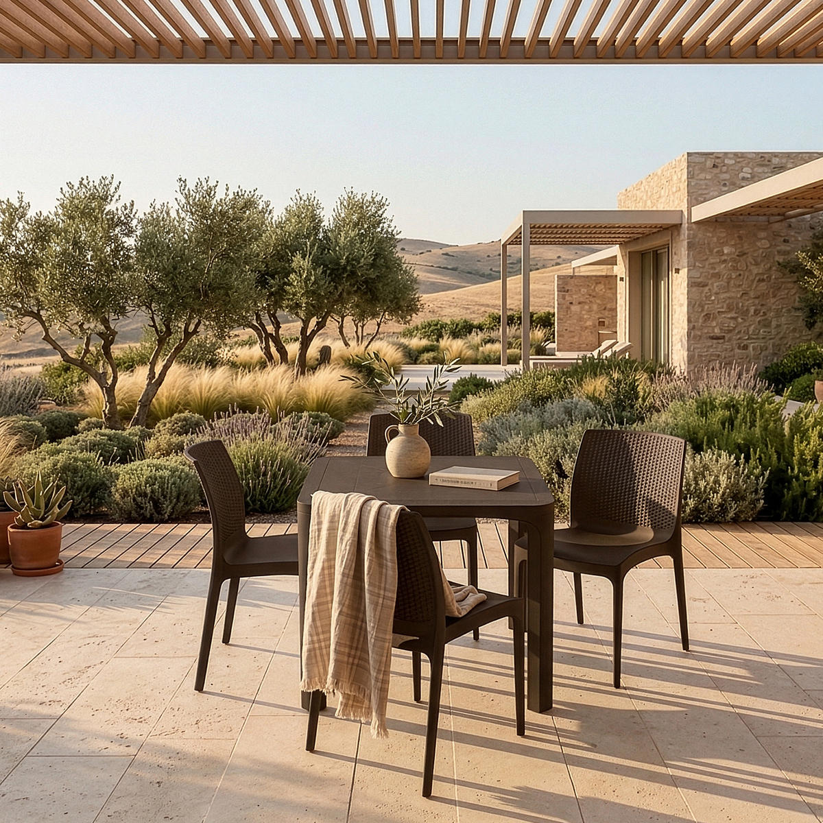 GARTENMÖBEL-SET LEOPSI, RANTU 5-tlg, Braun - Braun, Kunststoff - KONSIMO®