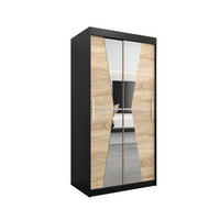 SCHWEBETÜRENSCHRANK 200/100/62 2-türig - Silberfarben/Schwarz, Holz/Kunststoff (100/200/62cm) - Abiks Möbel