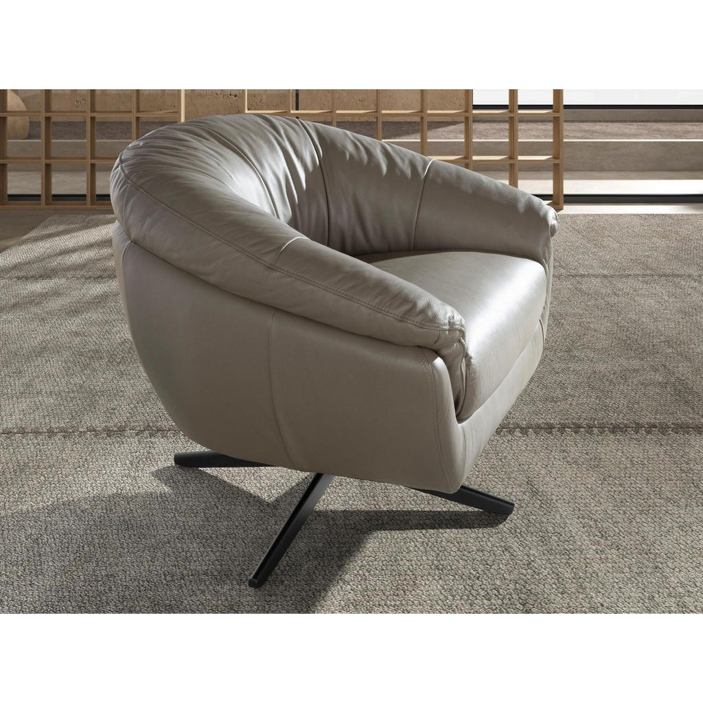 Thumbnail - Angel Cerda Drehsessel, Grau, Leder, Uni, 1-Sitzer, Organisch, 87x74x85 cm, Wohnzimmer, Sessel, Polstersessel