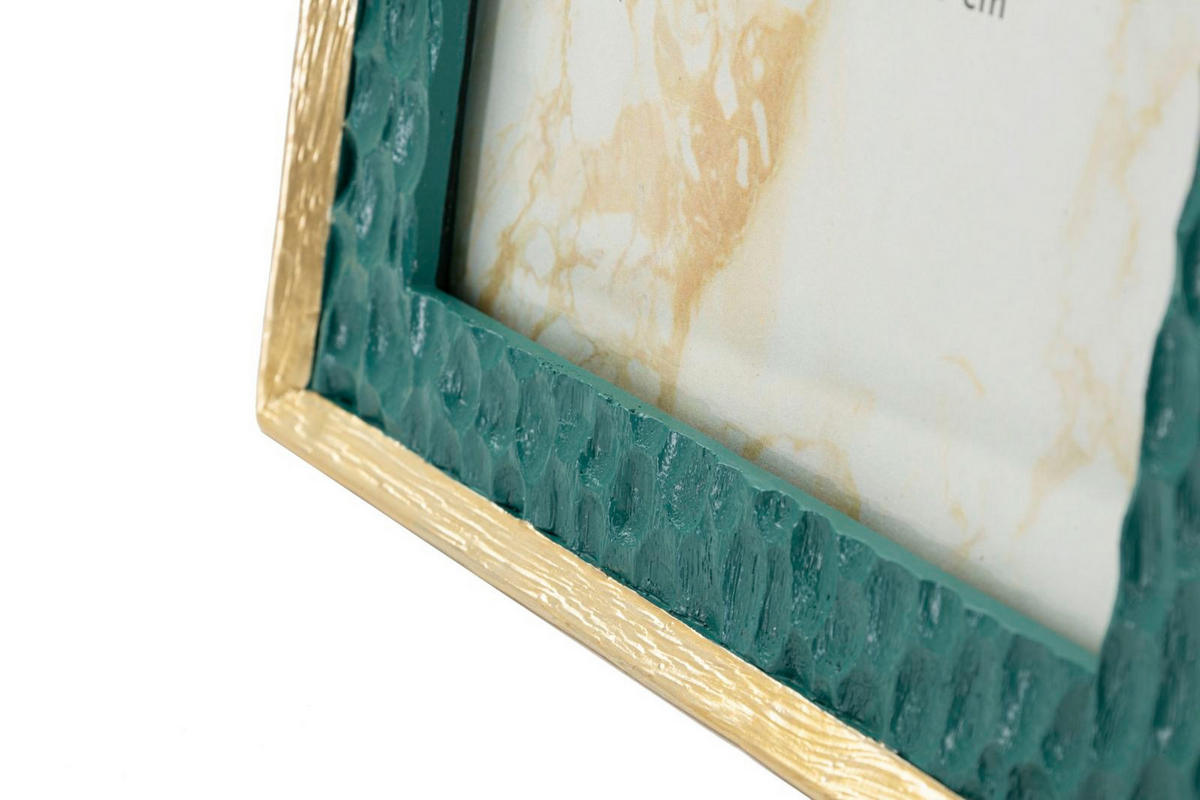 BILDERRAHMEN Grent, Fotoformat 15 x 20 cm, grün und goldfarben, Polyresin und Glas, Rahmen 20,3 x 2 x 25,3 cm - Goldfarben/Grün, Glas/Kunststoff (20.3/25.3/2cm) - Mauro Ferretti