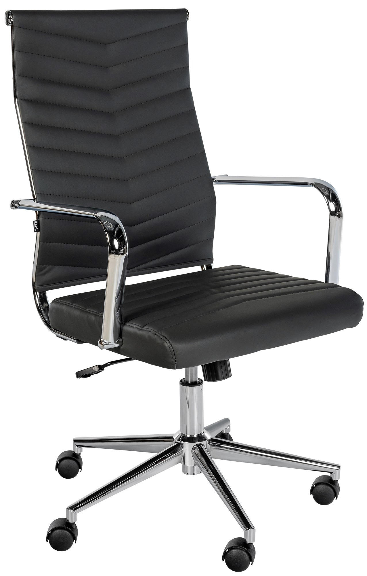 DREHSTUHL Lederlook Schwarz - Chromfarben/Schwarz, Textil/Metall (57/100/60cm) - CLP