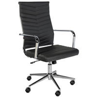 DREHSTUHL Lederlook Schwarz - Chromfarben/Schwarz, Textil/Metall (57/100/60cm) - CLP