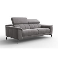 SOFA FIERO 3-Sitzer, Dunkelgrauer Veloursstoff - Dunkelgrau/Schwarz, Holz/Textil (212/82/103cm) - Courtois Laville