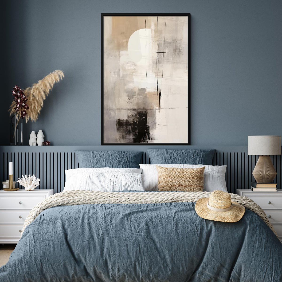 GERAHMTES BILD Abstrakt - Kunst - Grau 80x120 cm - Hellgrau, Papier (80/120cm) - MuchoWow