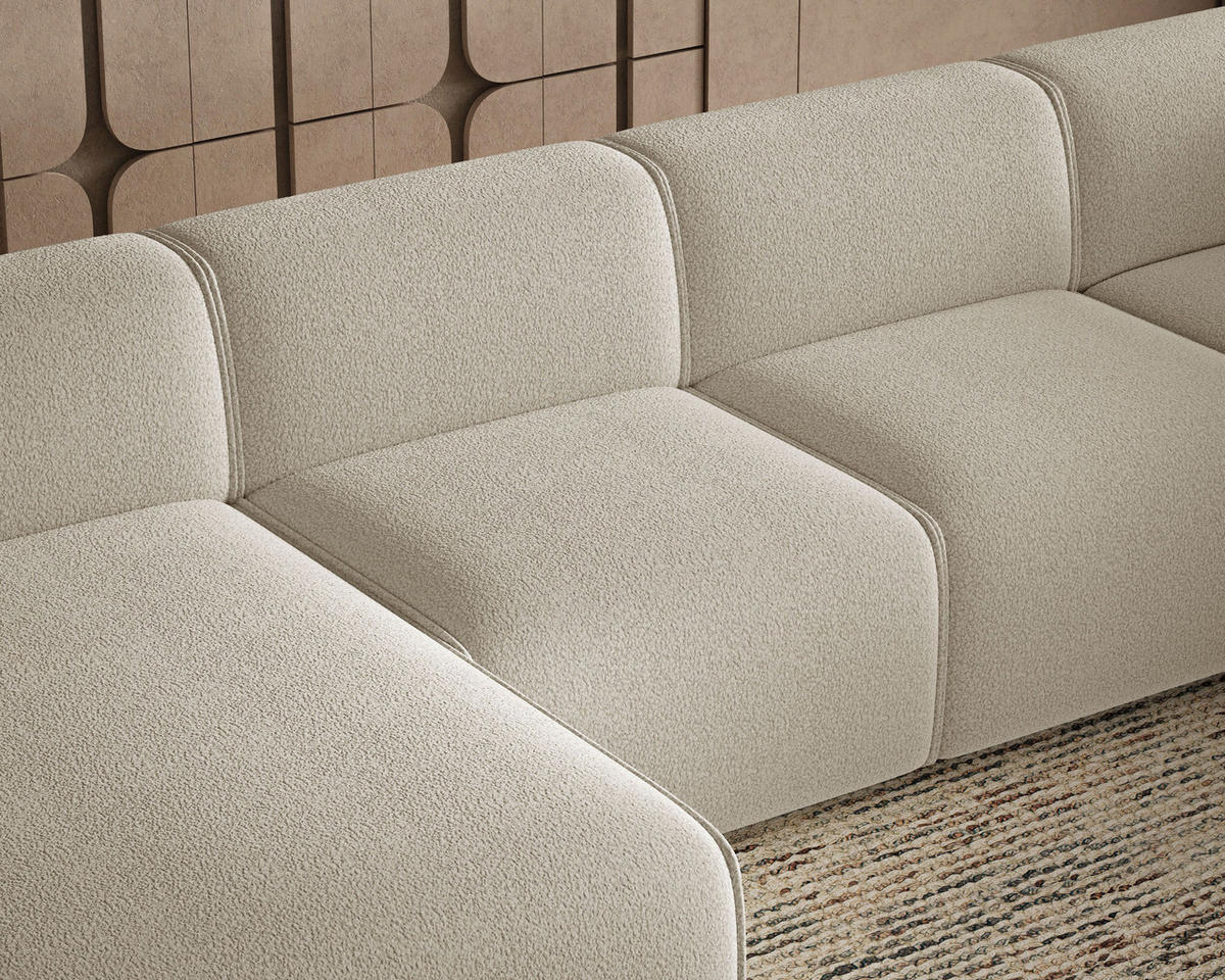 ECKSOFA U Belluno Beige Rechts - Beige/Schwarz, Holz/Kunststoff (220/378cm) - Graingold