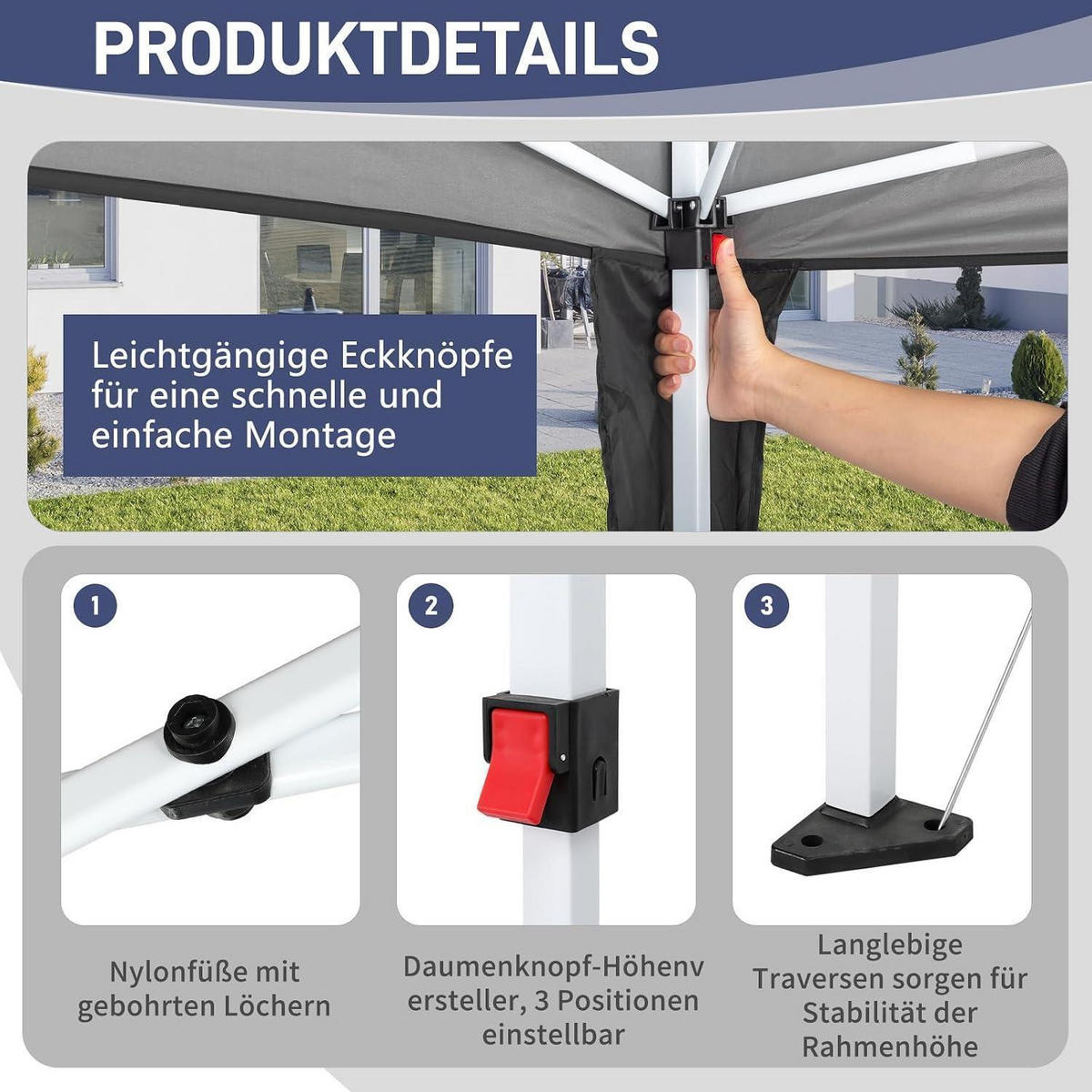 FALTPAVILLON 3x6m Dunkelgrau Wasserdicht UV-Schutz 50+ Textil - Anthrazit, Textil (300/316/600cm)