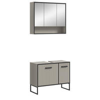 BADMÖBEL-SET 2-teilig Scana in schwarz, sand 80 cm, Kombination mit Soft-Close - Sandfarben/Schwarz, Glas/Holzwerkstoff (80/192/36cm) - Inn.Furn