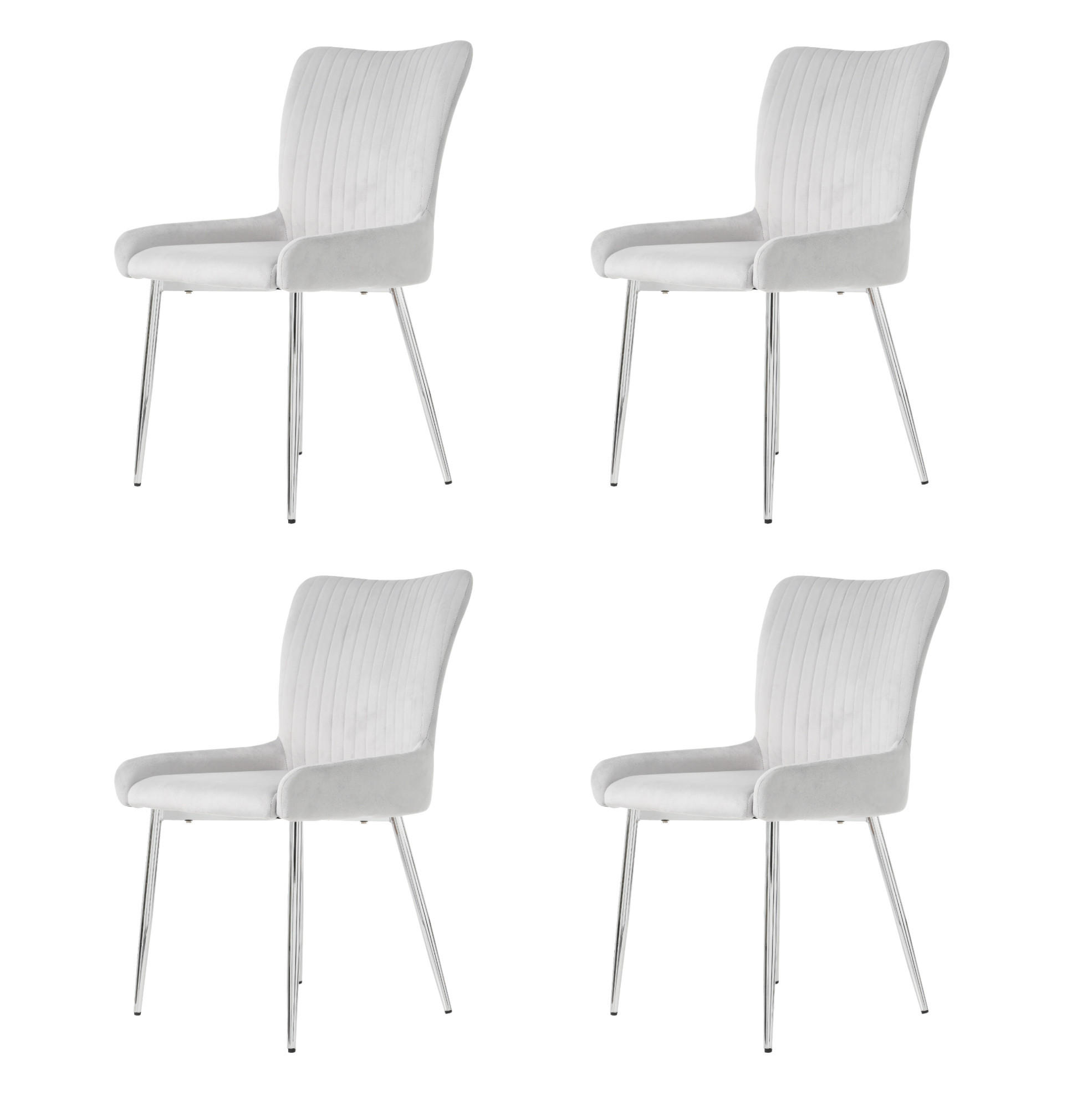 ESSZIMMERSTUHL mit Metallbeinen 4er-Set Samt Grau - Grau, Metall (47/85/58.1cm) - Meubliv