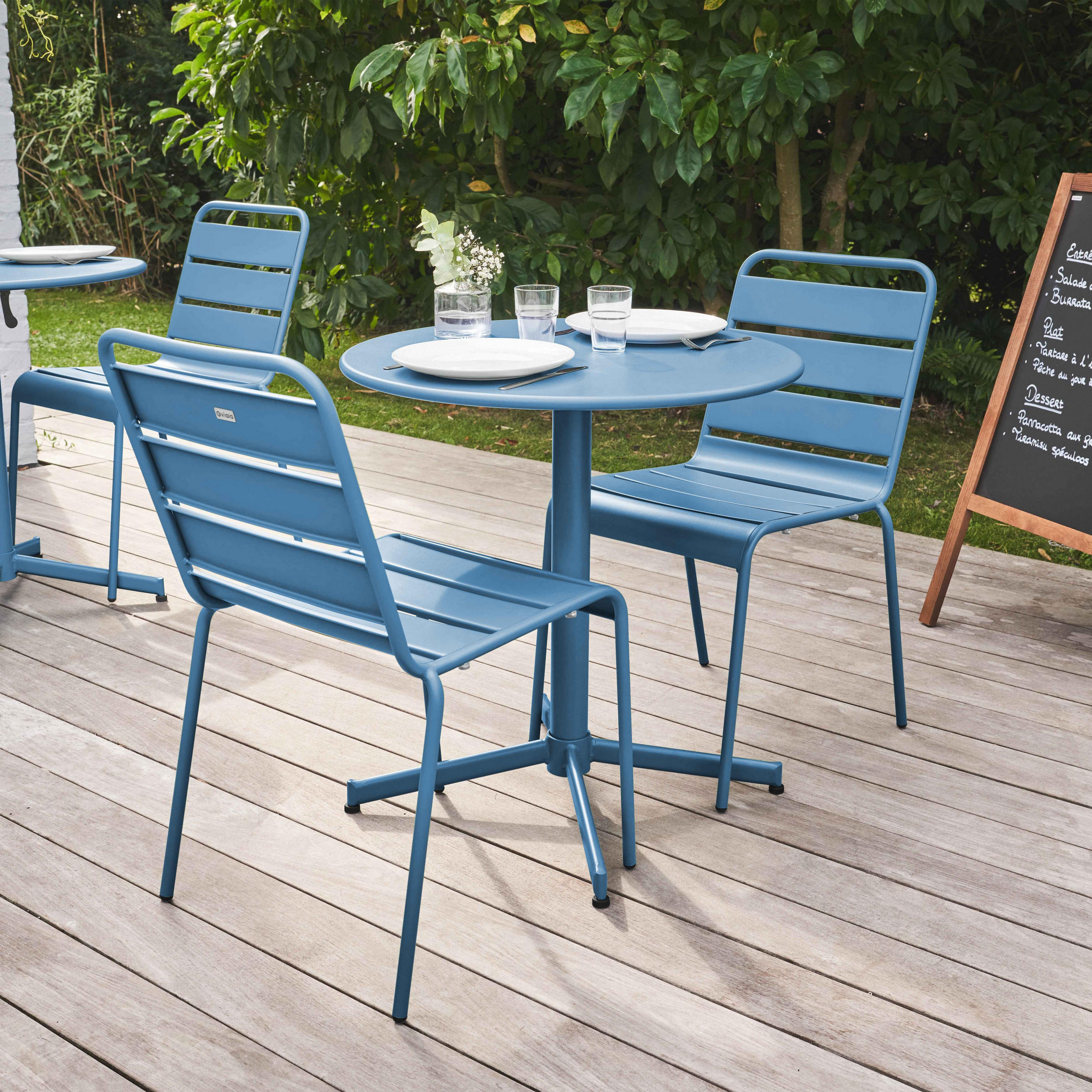 GARTENSET 3-tlg, Pazifikblau - Dunkelblau, Metall - Oviala