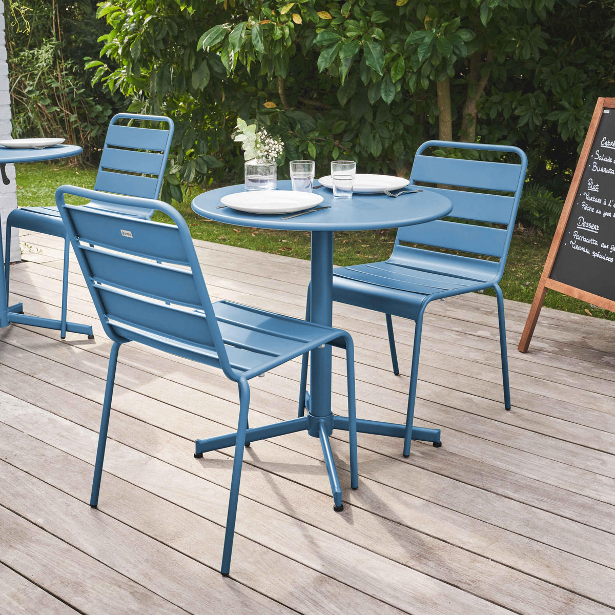 GARTENSET 3-tlg, Pazifikblau - Dunkelblau, Metall - Oviala