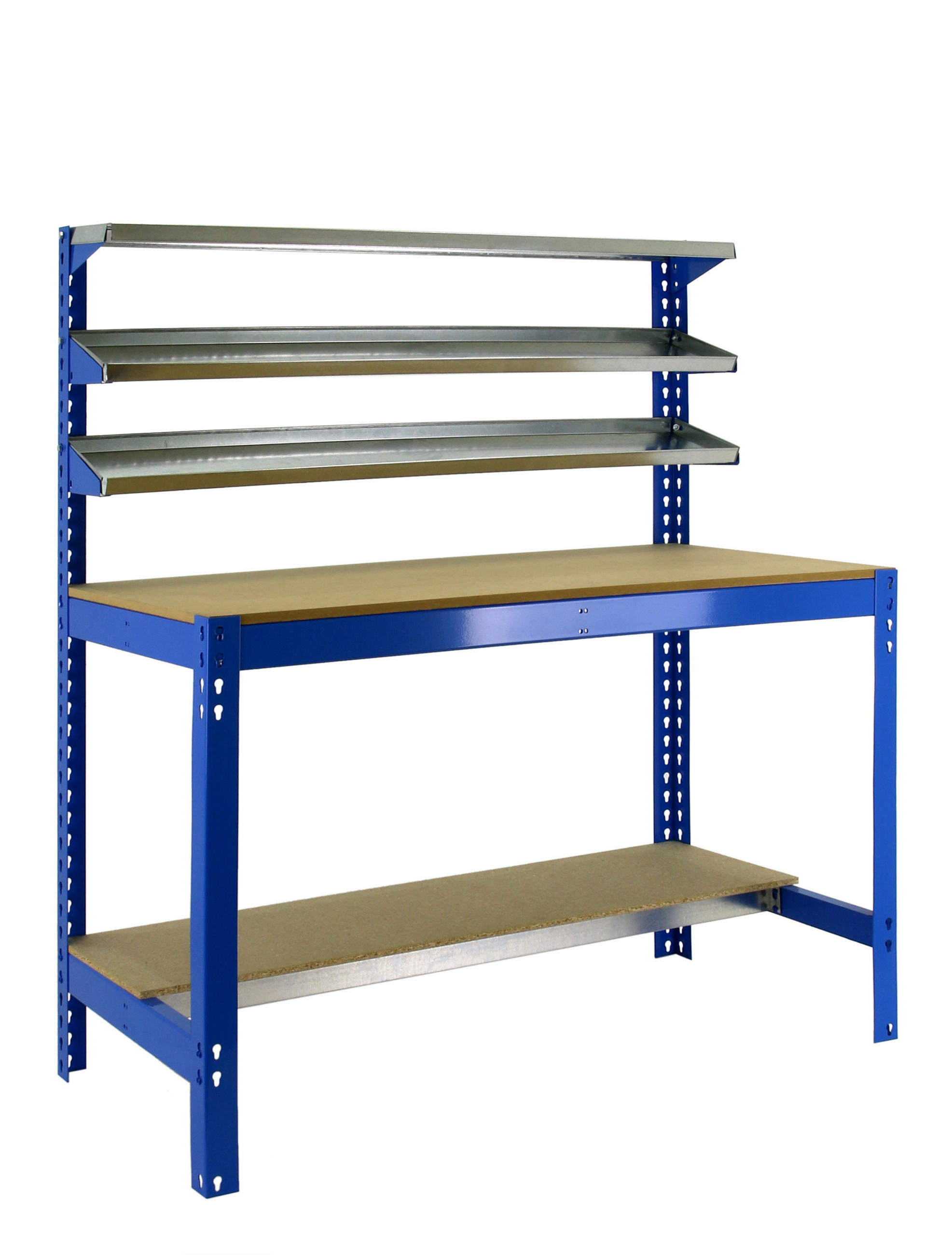 WERKBANK BUFFALO mit Frontablage | HxBxT 84x150x76cm | Traglast 600kg | Blau - Blau, Metall (150/84/76cm) - PROREGAL