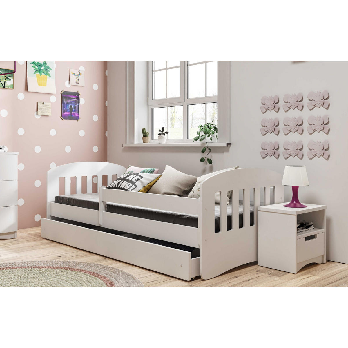KINDERBETT CLASSIC mit Schublade ohne Matratze Weiß 90/65/144 - Weiß, Holzwerkstoff (80/140cm) - RAUMHIRSCH FURNITURE