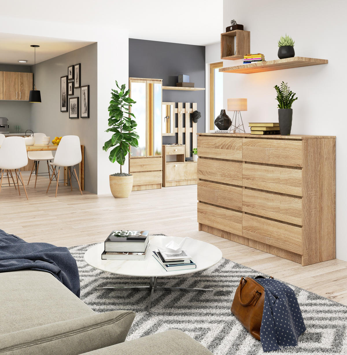 KOMMODE Sonoma Eiche 138x40x99 cm - Sonoma Eiche, Holzwerkstoff (138/99/40cm) - Akord