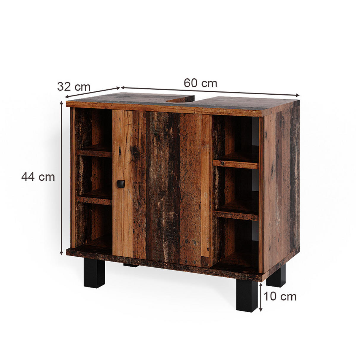 WASCHBECKENUNTERSCHRANK Fynn Antikholz 60 x 54 cm - Eichefarben, Holzwerkstoff (60/54/32cm) - Vicco