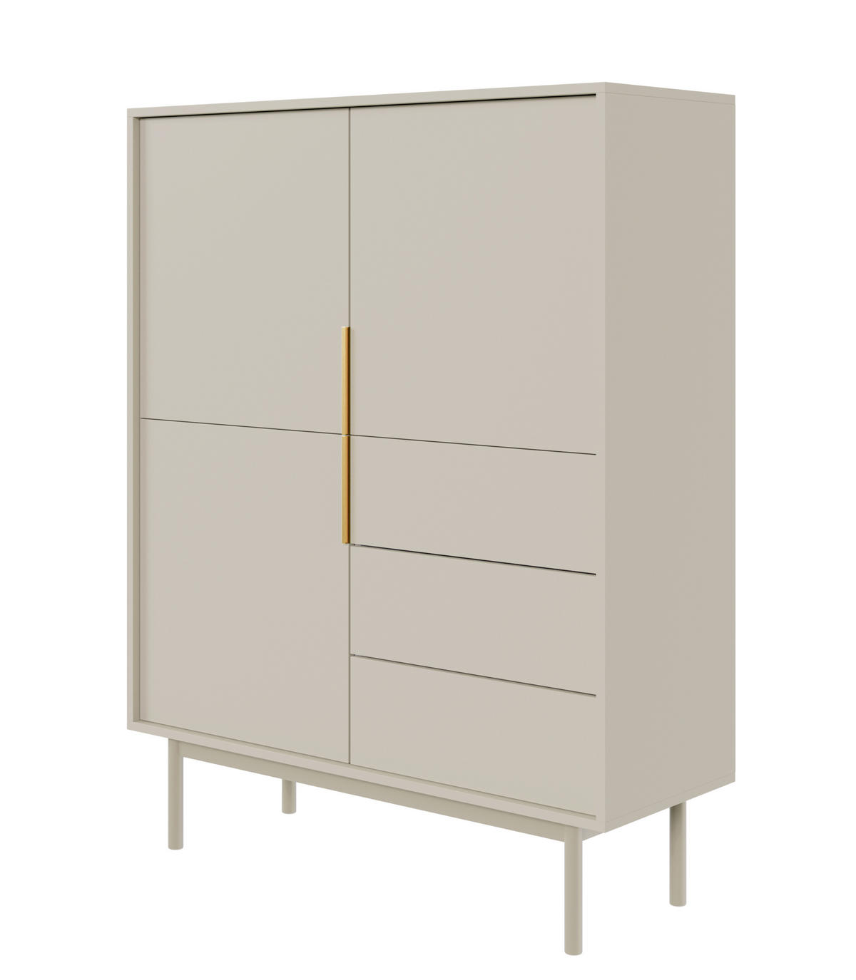 HIGHBOARD Viviaro Graubeige 104 cm - Greige/Goldfarben, Holz/Holzwerkstoff (104/134/39cm) - Selsey