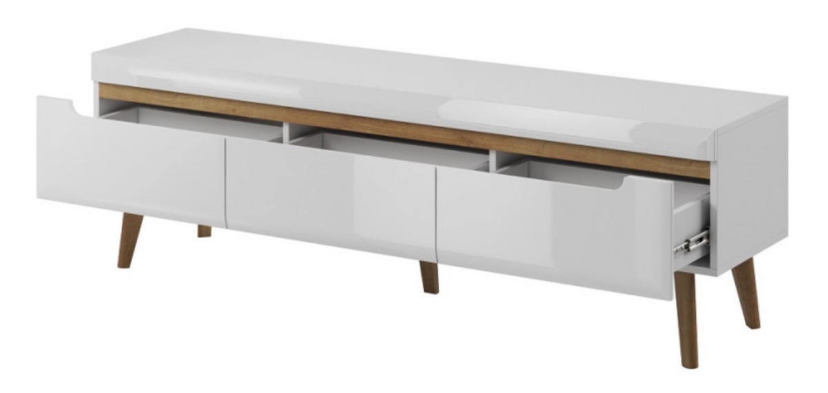 SCHRANK Weiß Nordan TV-Unterteil Riviera Eiche 160 cm - Eichefarben/Weiß, Holzwerkstoff (160/50/40cm) - Sepro Meble
