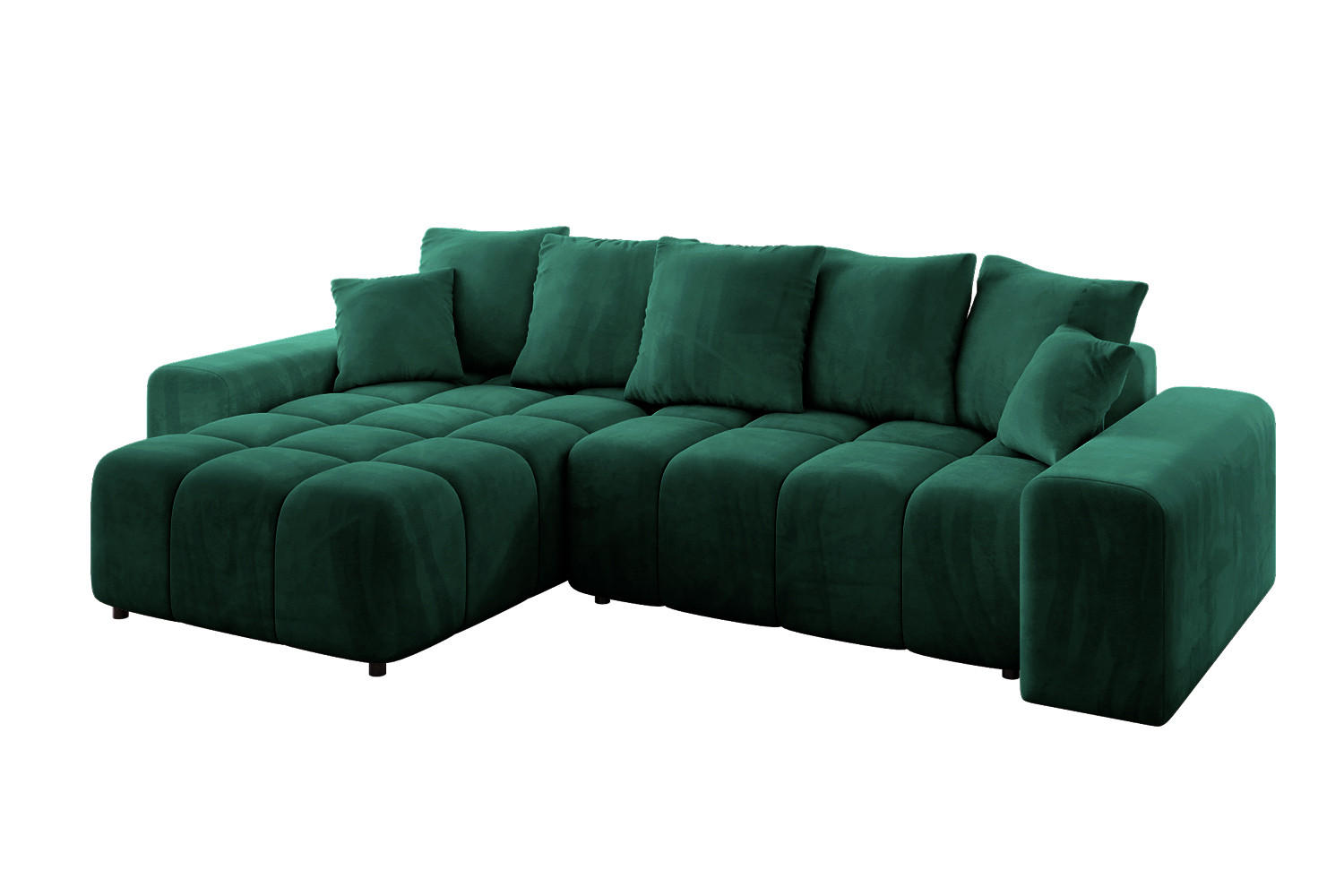 ECKSOFA Ottomane links/rechts ENIL-L 290x175x84 Dunkelgrün Velours - Dunkelgrün, Holzwerkstoff/Kunststoff (290/175cm) - ALTDECOR