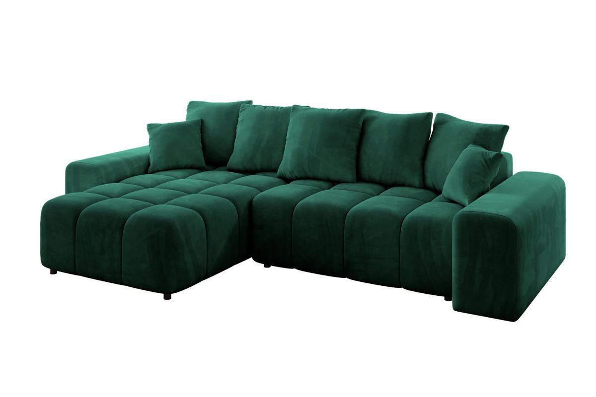 ECKSOFA Ottomane links/rechts ENIL-L 290x175x84 Dunkelgrün Velours - Dunkelgrün, Holzwerkstoff/Kunststoff (290/175cm) - ALTDECOR