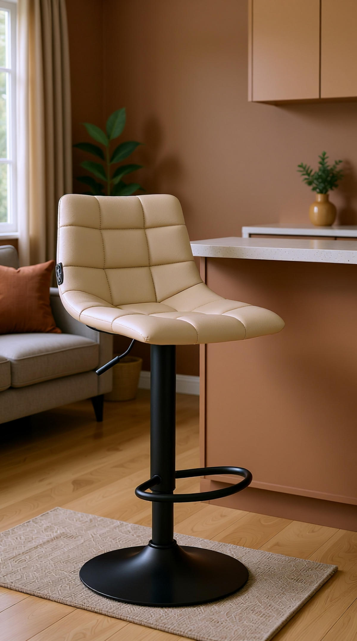 BARHOCKER 2er Set James Kunstleder schwarz creme - Schwarz/Naturfarben, Kunststoff/Metall (43/108.5/46.5cm) - TPFLiving