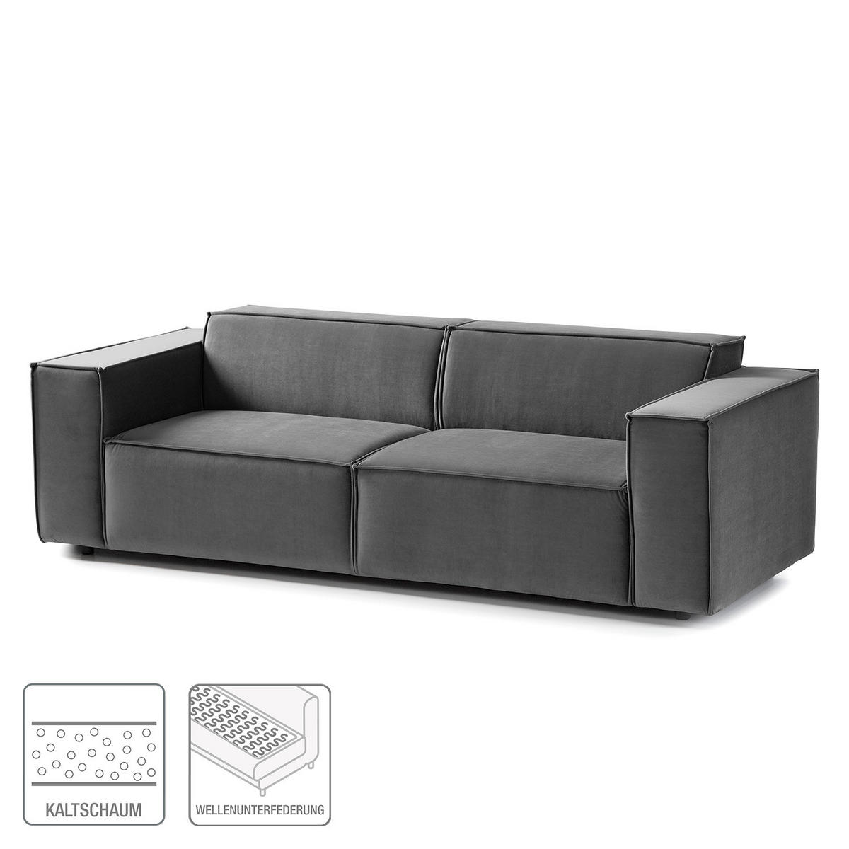 2,5-SITZER SOFA - Grau, Textil (223/70/96cm) - home24